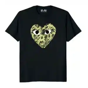 CDG Big Camo Heart Printed Black T-shirt