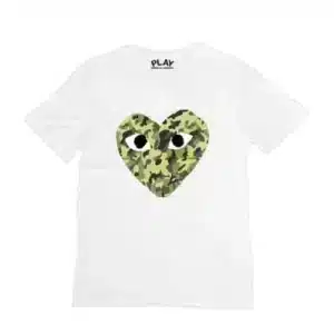 CDG Big Camo Heart Printed White T-shirt