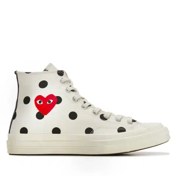 CDG Converse Polka Dot Red Heart Chuck Taylor All Star ’70 High Sneakers