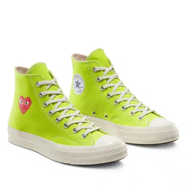 CDG Converse Red Heart Chuck ’70 High Top Green Shoes