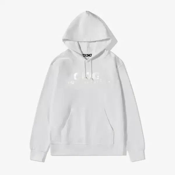 CDG Monochrome Logo White Hoodie