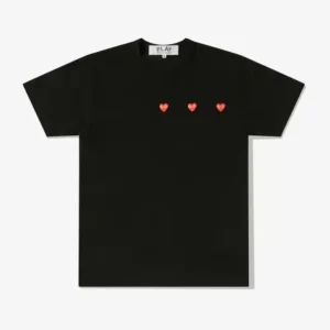 CDG PLAY Multi Red Heart Black T-Shirt