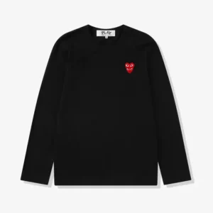 CDG Play Long sleeve with Double Red Heart T-Shirt