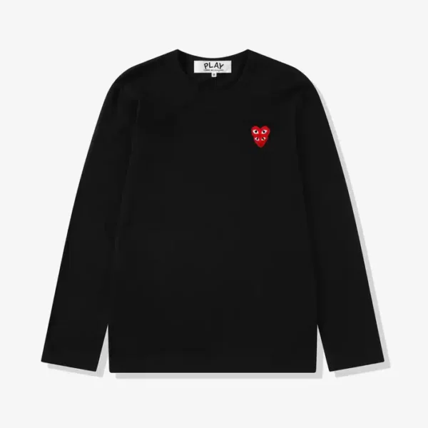 CDG Play Long sleeve with Double Red Heart T-Shirt