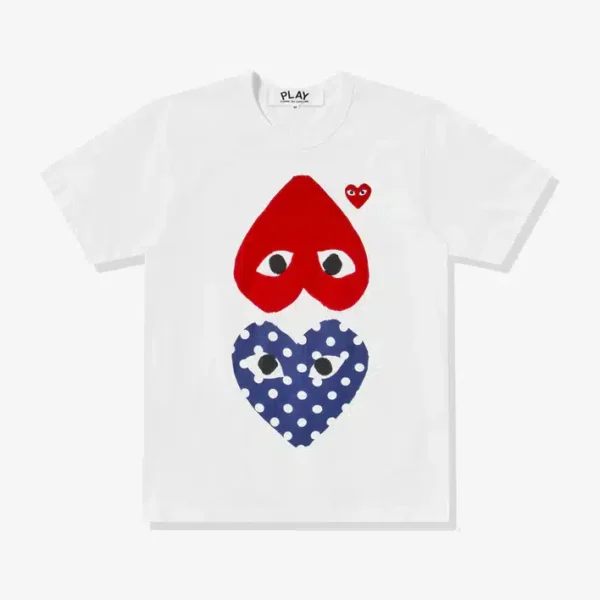 CDG Play Polka Dot With Upside Down Heart T-Shirt