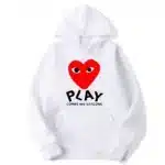 CDG Play Pullover White Hoodie