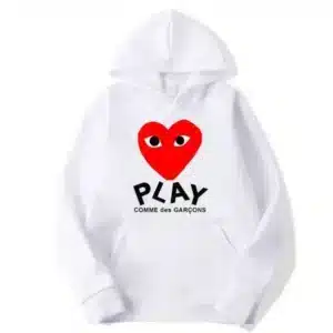 CDG Play Pullover White Hoodie