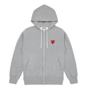 CDG Play T167 Zip-up Grey Hoodie