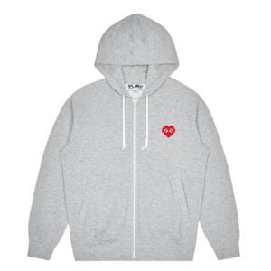 The CDG Play The Artist Invader Hoodie is a collaboration between Comme des Garçons Play line and the French street artist Invader. Invader is known for his mosaic