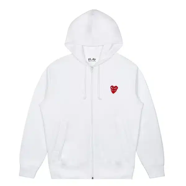 CDG Play with Double Red Heart White Hoodie