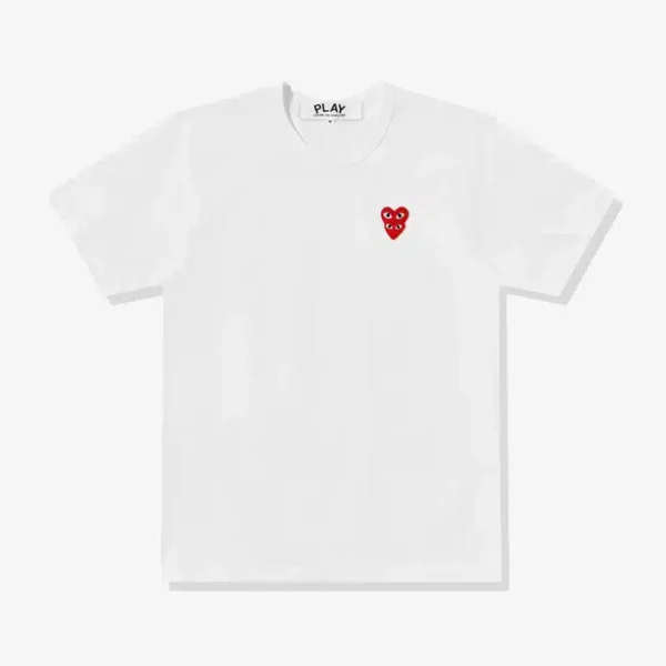 CDG Play with Double Red Heart White T-Shirt