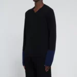 CDG Shirt Forever V-Neck Contrast Black Jumper