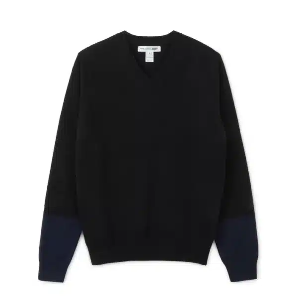 CDG Shirt Forever V-Neck Contrast Black Jumper