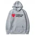 Comme Des Garcons Logo Printed Grey Hoodie