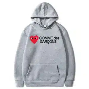 Comme Des Garcons Logo Printed Grey Hoodie