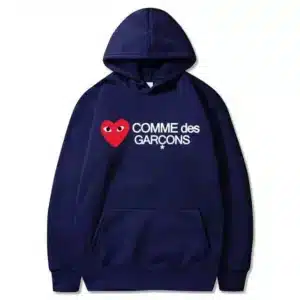 Comme Des Garcons Logo Printed Navy Blue Hoodie