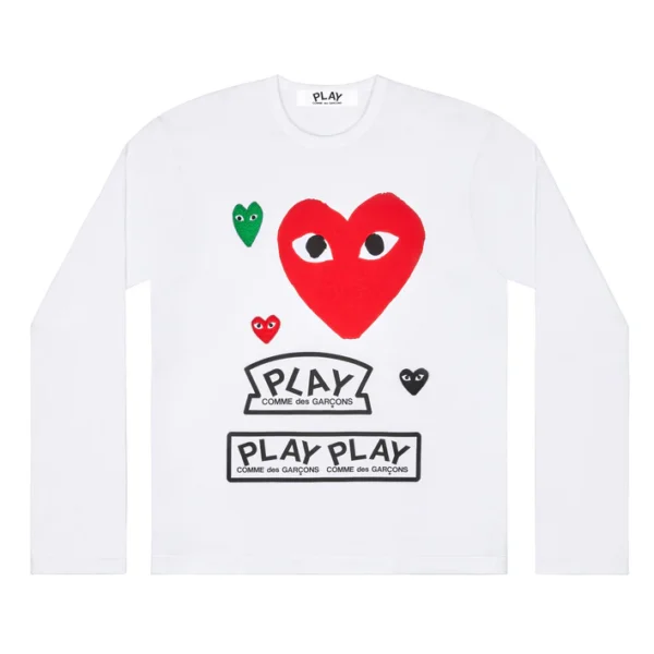 PLAY Comme des Garçons Logo Longsleeve with Black Heart Red T-Shirt